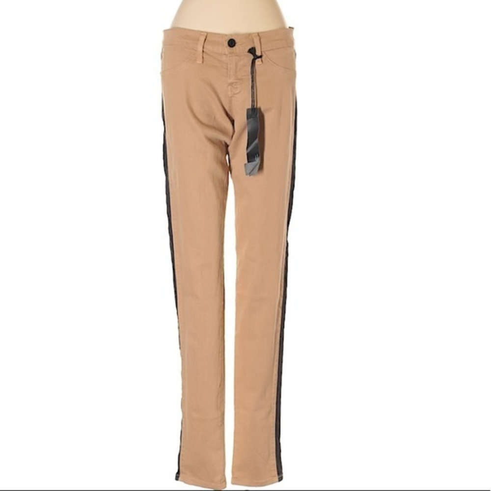 NWT Flying‎ Monkey 3 tan black leg stripe low rise skinny cut jeans